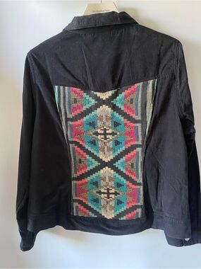Back In The Saddle Black Southwestern Tapestry Jacket Size Small